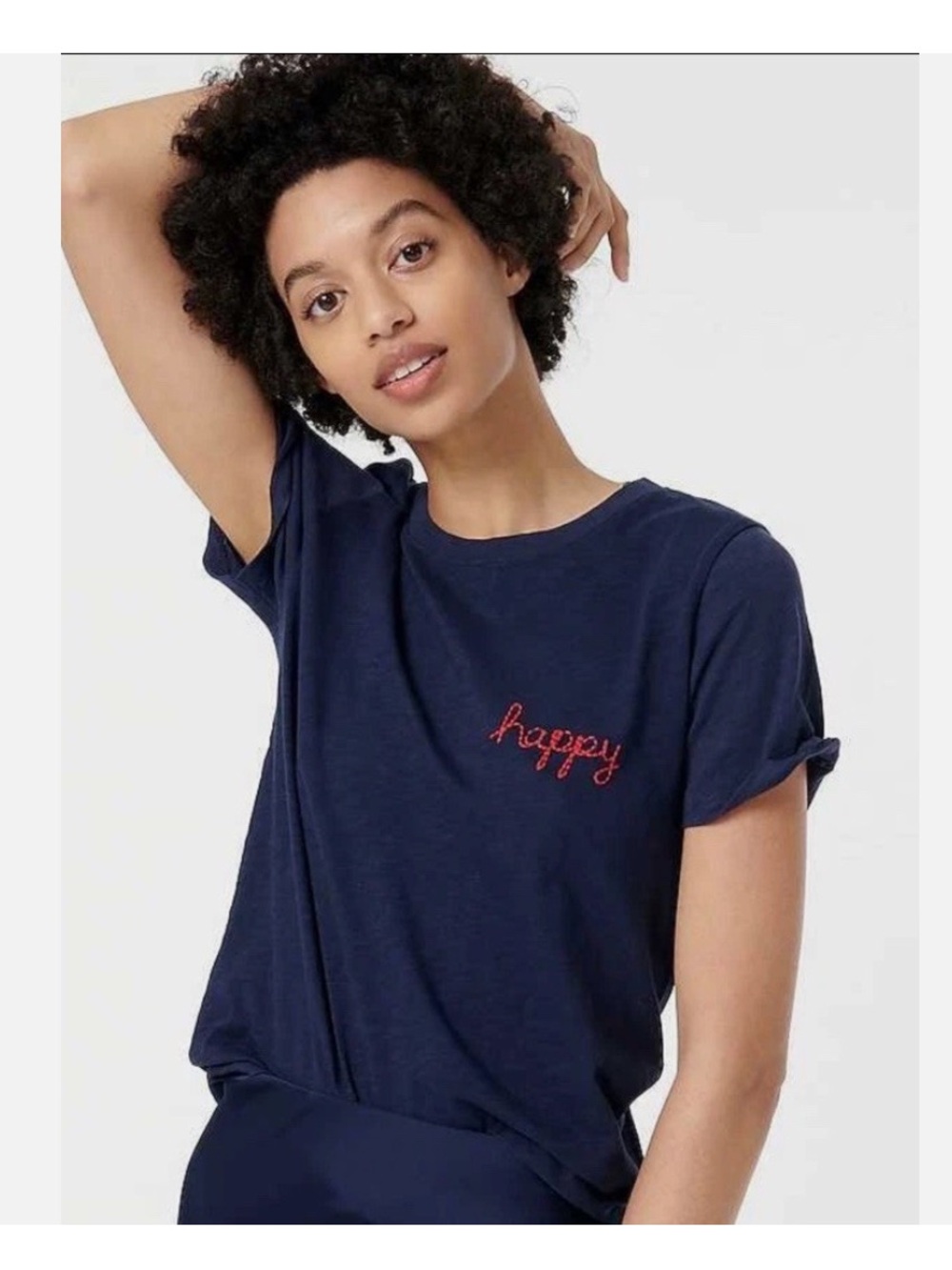 J.Crew Women’s “Happy” Embroidered T-Shirt
